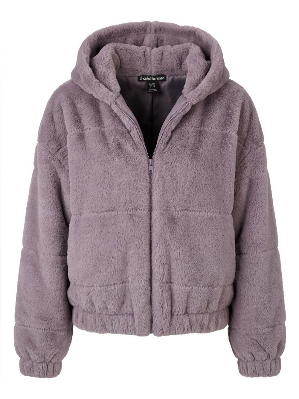 Charlotte Russe Plush Hooded Teddy Jacket in Lavender